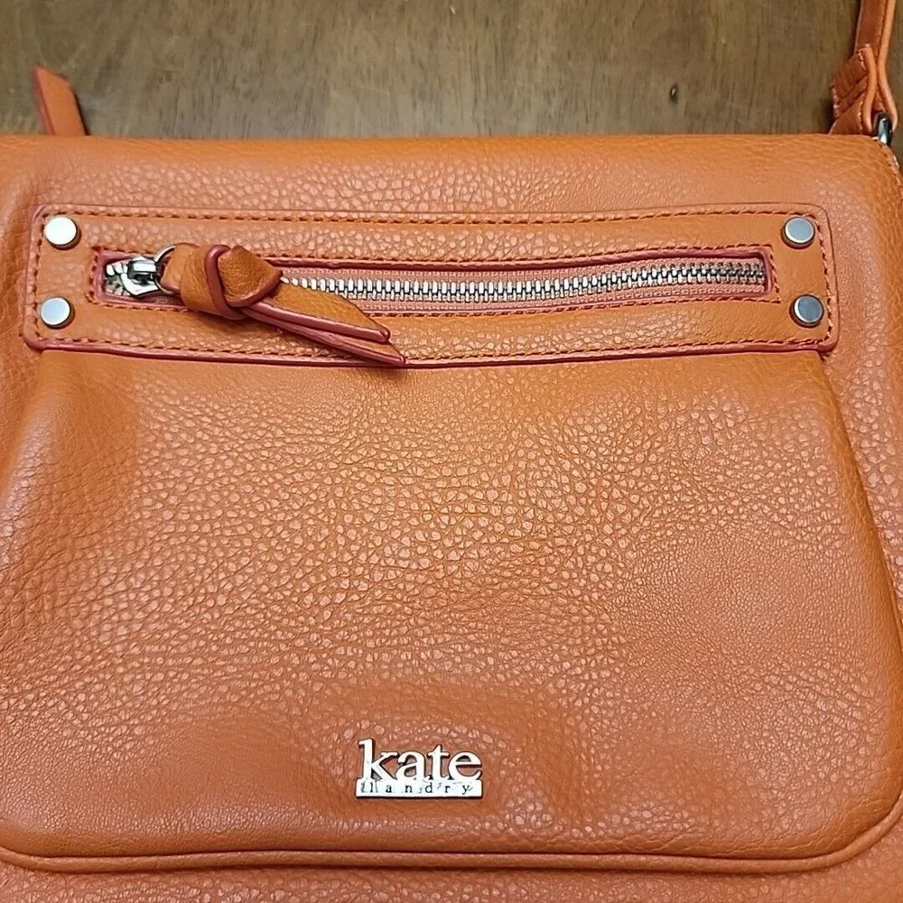 Kate Landry Handbag Purse Padded Tablet Pocket Orange Leather Bag‎